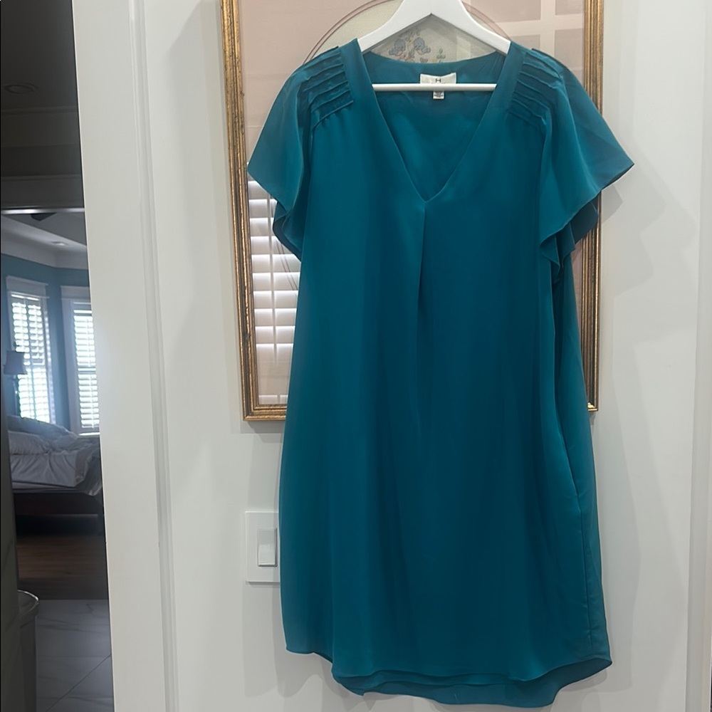 Teal V-Neck Dress